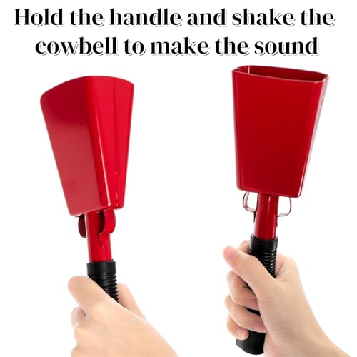 Peohud 6 Pack Cowbell for Sports Events, 10 Inch Loud Cheering Bell with Handle, Steel Noise Makers for Football Games, Stadiums, Party, Percussion Musical Instruments - Thumbnail 5