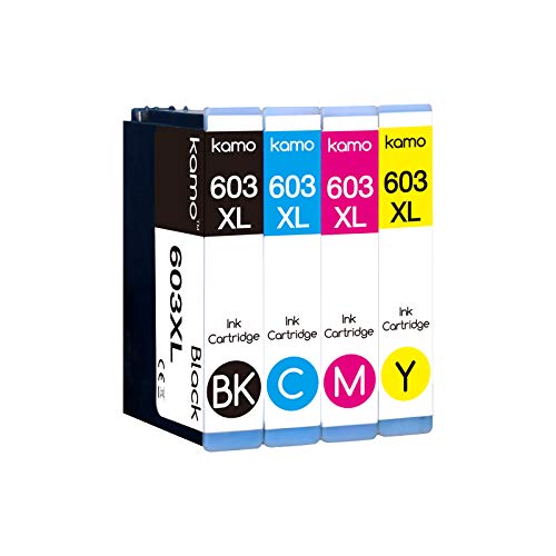 Kamo 603XL Cartuchos de Tinta Compatible con Epson 603 603XL Epson Expression Home XP-3100 XP-4100 XP-2100 XP-2105 XP-3105 XP-4105 Epson Workforce WF-2810 WF-2830 WF-2835 WF-2850 (1xBk, 1xC, 1xM, 1xY)
