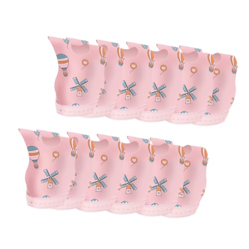 ERINGOGO 20 Piezas Babero Impermeable Toalla Portátil Baberos Impermeables Toalla De Saliva Baberos De Alimentación Rosa