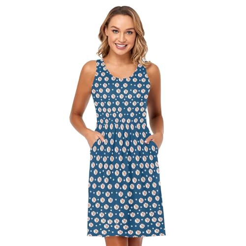 Image of ALAZA Women's Summer Dress Sun Dress Sleeveless with Pockets