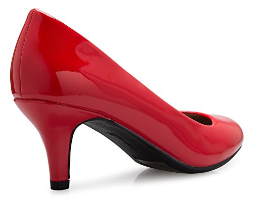 Image of Olivia K Women's Comfort Classic Round Toe Kitten Low Mid Heel Dress Pumps