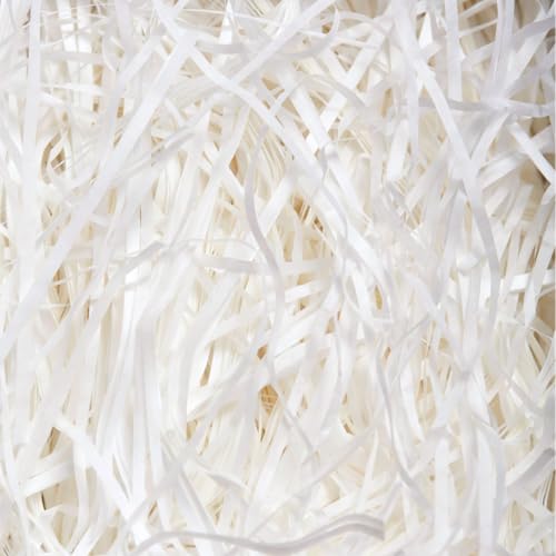 White Shredded Tissue Paper 100g - Soft Gift Box & Hamper Filling for Birthdays Weddings Easter Christmas Anniversaries and Luxury Presentations
