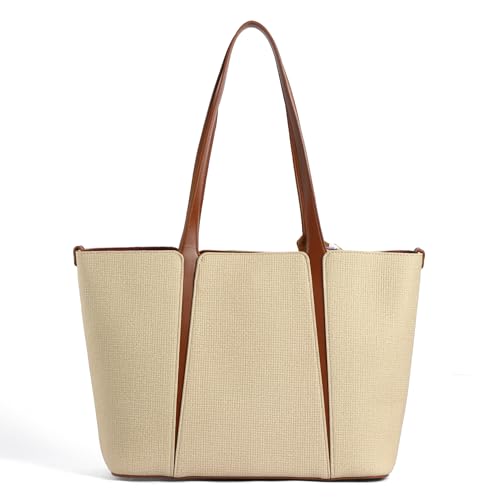 Image of EXOTIC Premium Serelle Weave Structured Tote Bag with Textured Finish and Secure Zip Compartment