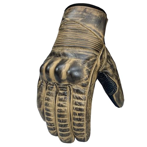 Jackets 4 Bikes Throttle Motorcycle Gloves for Men - Leather Motorbike Riding Gloves, Touchscreen, Anti-Slip, Street Cruiser Riders Brown L