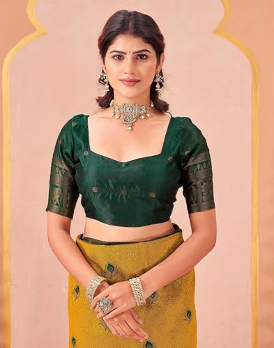 Image of SIRIL Women's Banarasi Soft Silk Saree Pure Silk with Unstitched Blouse Piece