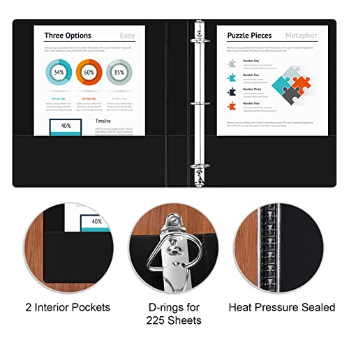 Comix D-Ring Basic View Binder 1 Inch 3 Ring Binders, Hold 225 Sheets Of 8.5" X 11" Paper, 12 Pack (A2133, Black) #TOP2