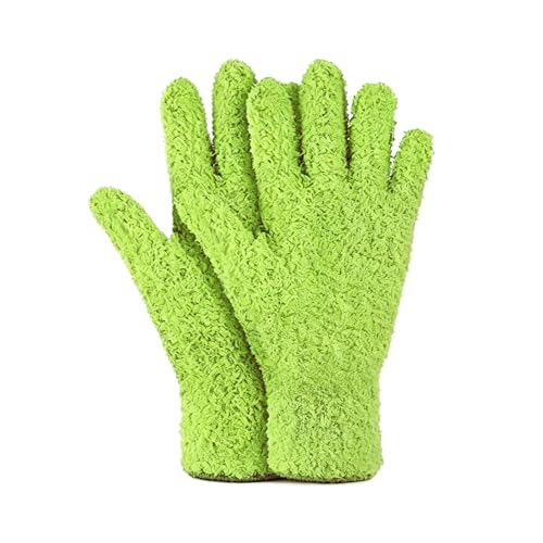 Dusting Glove Microfiber Gloves for Plants Dusting Cleaning Dustings Gloves Reusable Household Cleaning Mitts for Men Women Can Be Dust Removal In Home Automotive Blinds(Grass Green)