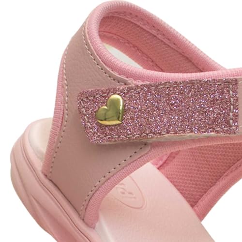 Sandalia Papete Infantil Nº 24 ao 30 Rasteira Feminina Moda Casual 15.10 (Rosa, BR, Criança de 4 a 8