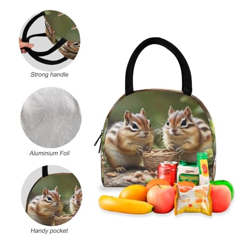 Backpack Lunch Box Set Large Capacity Travel Backpacks and Insulated Lunch Bag for Commute Hiking Picnic Squirrels Print4