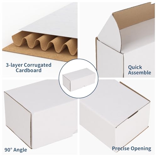 Image of ZBEIVAN 8x4x3 White Shipping Boxes Set of 50, Corrugated Cardboard Mailer Boxes for Packaging Small Business Mailing Gifts