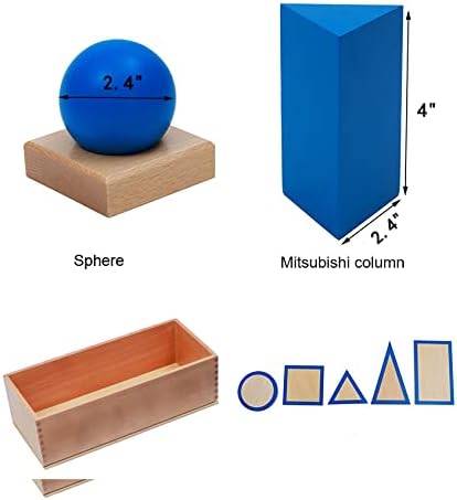 Montessori Toys for 3+ Year Old Blue Geometric Solids Blocks Set 3D Wooden Geometric Shapes Math Games Sensory Toys Blocks for Toddlers Preschool Learning Materials image 5