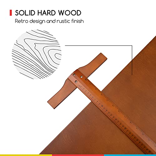 Meeden Extra Large Wood Drafting Table, Artist Drawing Table With Height Adjustable, Tilting Enlarge Tabletop & T-Square Ruler, Studio Painting Table & Art Craft Desk For Writing, Walnut Color #TOP5