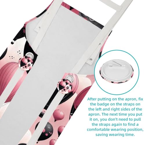 Tablier de cuisine imperméable rose réglable avec 2 poches lot de 2 pièces