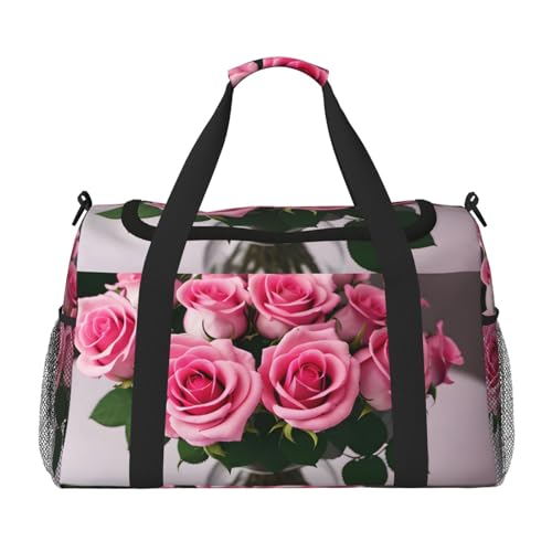Sac de sport noir motif fleurs roses bagage cabine sous le siège voyage et fitness