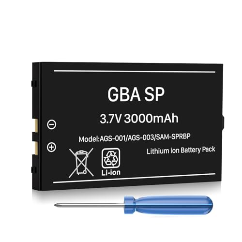 3000 mAh Batterie pour Gameboy Advance SP, Batterie de Rechargeable Haute Capacité Améliorée pour Nintendo GBA SP AGS-001, SAM-003, Sam-SPRBP Console