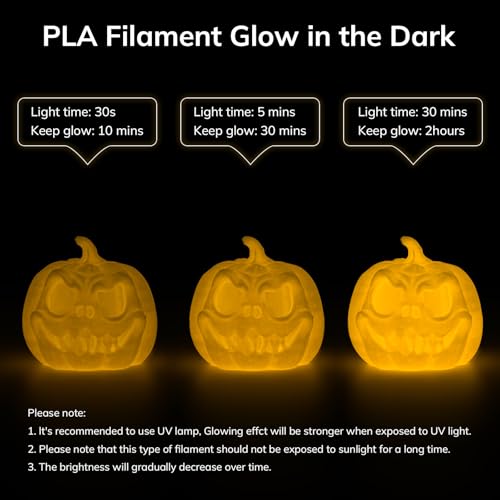 Image of AMOLEN 3D PLA Printer Filament, 1.75mm Glow in The Dark Yellow PLA Filament for 3D Printing, Best with UV Lamps, 1kg Spool (2.2lbs), Dimensional Accuracy + /- 0.02 mm, Fit Most FDM 3D Printers