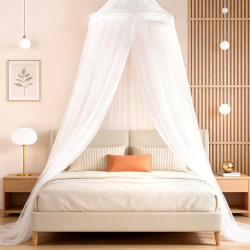 Moustiquaire Lit,Grande Moustiquaire pour Simple & Double,Ciel de Lit pour Adulte Fille Bebe Enfant,Facile à Installer, Protection fiable Contre Les Insectes...