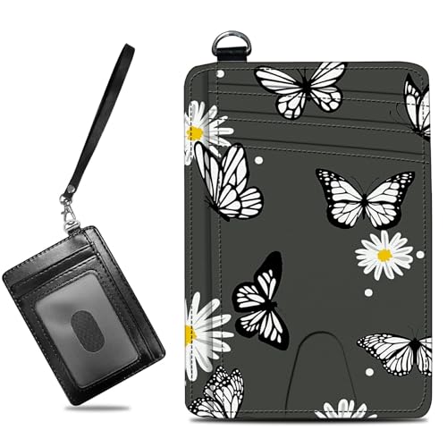 BWEGRHE Pequeñas carteras de viaje delgadas con múltiples ranuras para organizar tarjetas de crédito, bonito tarjetero con bloqueo RFID, cartera pequeña para mujeres y hombres, Margarita negra