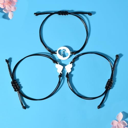 2 Niece Gifts from Auntie Matching Bracelets Auntie 3 Nieces Heart Love Bracelet from Aunt Jewelry Set for 2 3 4 5 Women Mothers Day Birthday Valentines Day Gifts4