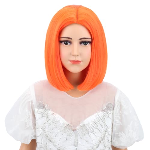 Kids Orange Wigs Girls Orange Bob Wig Middle Part Bob Wig for Child Synthetic Wigs for Daily Halloween Party Use