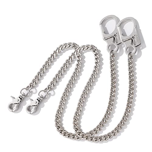 Ahiller Biker Wallet Chain, Heavy Duty Pocket Chain with Locking Design Carabiner, Men Chains for Keys, Jeans, Pants, Purse and Handbag (QK-Silver-2PCS)