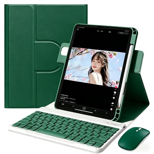 AnMengXinLing �L�[�{�[�h �P�[�X �p�� iPad A16 11�C���`/iPad 10����C�}�E�X�t�� ���� �J���[�L�[�{�[�h�t�� 360°��] ���󂭂ڂ݃L�[ �y�����[ ���� �N���A �w�� �}�O�l�b�g������,�[��