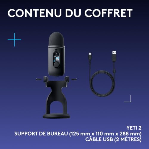 Logitech G Blue Yeti 2 Microphone USB pour Le Gaming, Streaming & Createurs