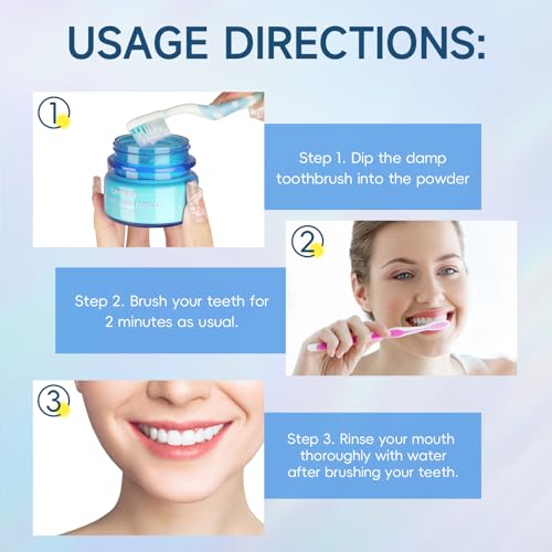Image of Tooth Whitening Powder Remineralizing Teeth Whitening Powder Instant Tooth Powder Mint Flavor Teeth Whitener Toothpaste Powder for Tooth Stain Removal 50g /1.76oz
