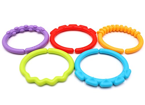 24 Pack Baby Teether Rings Links Toys Colorful Round Connecting Ring For Rattle Strollers Car Seat Travel Toys - Suit For Baby, Infant, Newborn, Kids(Rainbow Colors) #TOP7