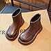 Girls Fashion Ankle Boots Classic Hiking Booties PU Leather Outdoor Chunky Low Heel Casual Shoes with Back Zipper