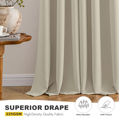 Image of MIULEE Blackout Curtains for Bedroom Living Room 2 Panels, Thermal Insulated Room Darkening Drapes Grommet Noise Reducing Light Blocking Window Treatments 84 Inches Long 40x84 Inch Sand