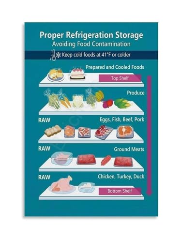 Refrigerator Organization Chart Fridge Layout Food Safety Guide Poster Kitchen