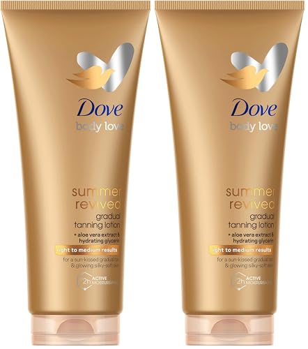 Dove Loción corporal autobronceadora para piel de tono claro a medio Dove Summer Revived que mantiene la hidratación de la piel 200ml (Paquete de 2)