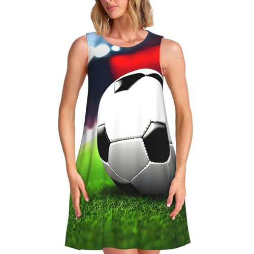Robe d'été sans manches à motif ballon de football tendance