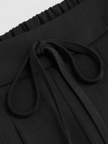 Image of CIDER Wide Leg Pants for Women Palazzo Drawsting Elastic High Waisted Knotted Pleated Comfy Casual Flowy Pants with Pockets