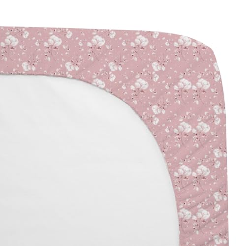 Image of Fitted Cot Crib Sheet | Bed Sheets for Newborn Baby Crib Mattress | Deep Pocket All Round Elastic Fitted Crib Sheet for Baby| Size 132 cm x 71 cm | Crib Sheets - 28 inchx52 inch | Flora Bloom