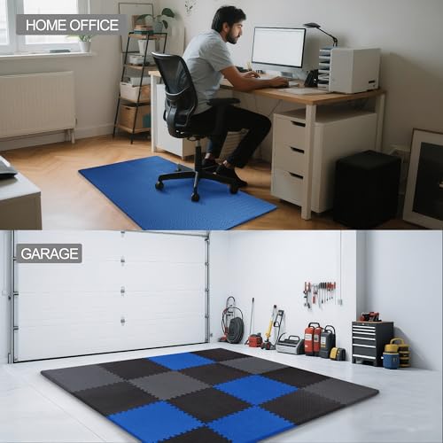 Elevon Puzzle Exercise Gym Flooring Mat, 3/4" Thick EVA Interlocking Foam Tiles Workout Mat for Home Gym, Fitness Equipment, MMA, Gymnastics, 24 Tiles Shock-Absorbing Exercise Mat, Blue (96 Sq Ft) by Elevon - Image 6