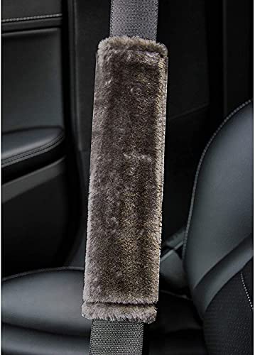 Image of Soft Faux Sheepskin Seat Belt Shoulder Pad for a More Comfortable Driving, Compatible with Adults Youth Kids - Car, Truck, SUV, Airplane,Carmera Backpack Straps 2 Packs Brown