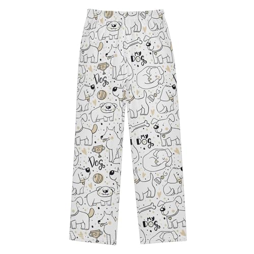 ZZXXB Puppy Dogs Bone Boys Long Pants Soft Trousers Elastic Waist Kids Lounge Bottoms with Pockets S-XL