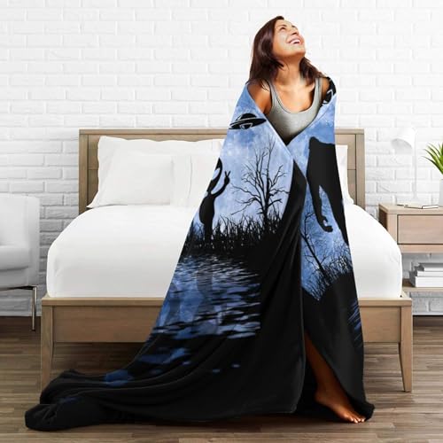 Generic 93DMT10842-621923896 Ufo Alien And Bigfoot Moon Throw Blanket, All Season Flannel Blankets, Blanket For Home,For Sofa Couch Bed Living Room Black Throw Blanket 60 X 50 Inch thumb #4