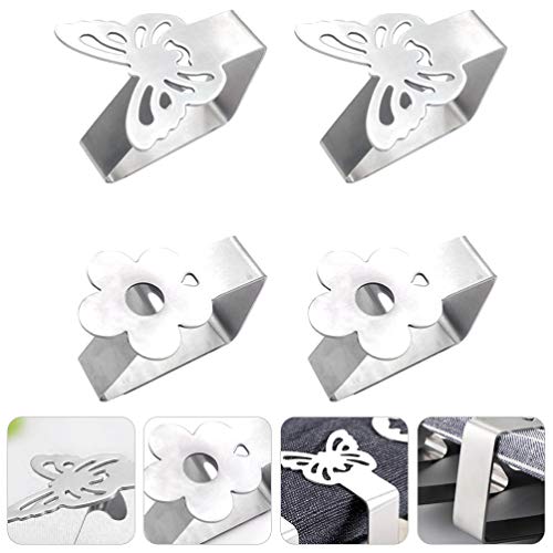 UPKOCH 4Pcs Clips Toalha De Mesa Borboleta Decorativo Tampa De Tabela De Aço Inoxidável Grampos Clip