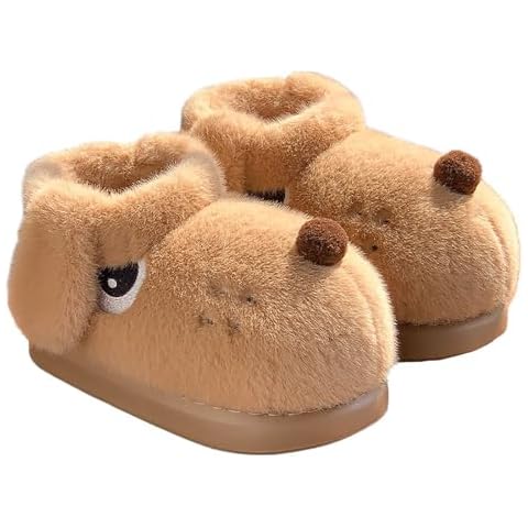 Cute puppy plush slippers, winter cotton lining, non-slip sole, animal slippers (Khaki, Adult, Women, 10.5, Numeric Range, US Footwear Size System, 11.5, Medium) Cover