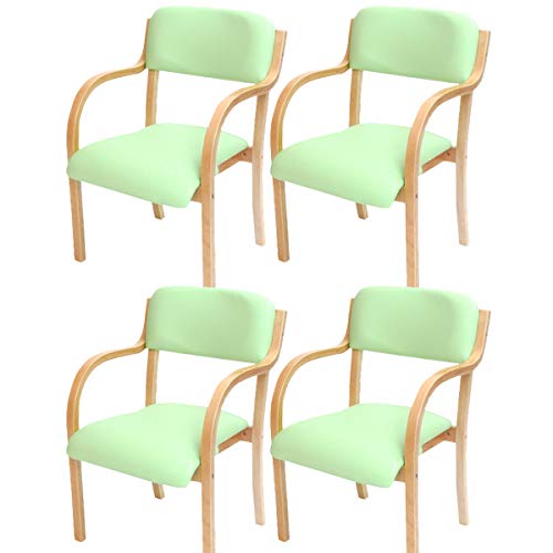 【法人専用】LOOKIT ダイニングチェア 4脚セット 完成品 介護椅子 スタッキング 肘掛け グリーン×ナチュラル