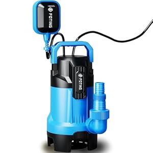 Schmutzwassertauchpumpe 900 W, 28000 l/h, Max durchlässige Partikelgröße: 3, 8 cm, Förderhöhe max 11 m, Eintauchtiefe max 7 m, Einstellbarer Schwimmerschalter, Power Cord for Pool Draining Tub Pond