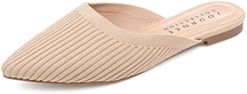 Journee Collection Womens Aniee Mule with Knit Fabric Uppers and Pointed Toe, Beige, 12