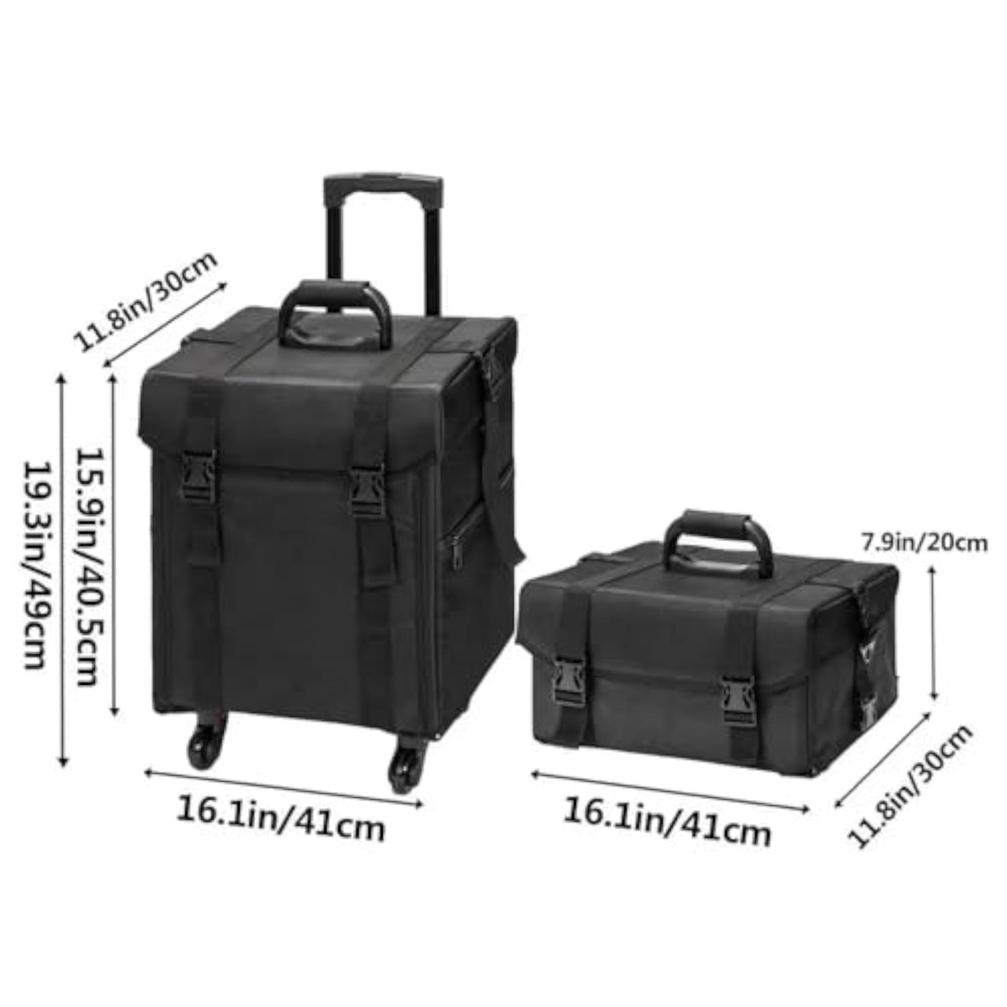2-in-1 Nylon Rolling Makeup Case with Wheels