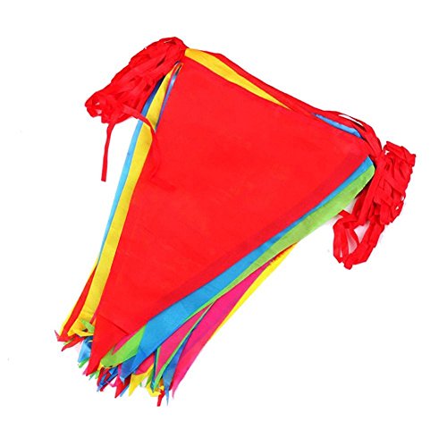 50 Mètres Guirlande de Fanions Bannière Banderole en Tissu 75 Grands Drapeaux Décor pour Fête de Anniversaire Mariage Festivités Foraine Jardin en Plein Air