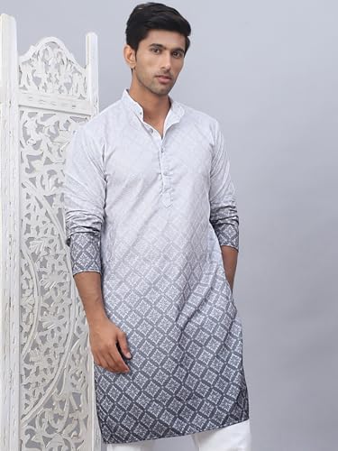 Image of Jompers Men Pure Cotton Straight Fit Ombre Kurta