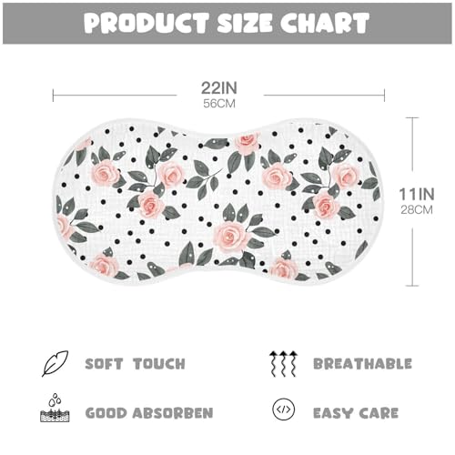 White Roses and Polka Dots Cotton Baby Burp Cloth Good Absorbent washcloth for Unisex Set of 2, 22x11in4