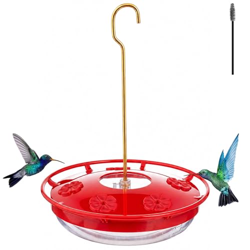 FEED GARDEN Hummingbird Feeders for Outdoors,16oz Leak-Proof Dish-Style Nectar Feeder Built-in Ant Moat, 5 Feeding Ports, Wide Mouth Easy Clean, BPA-Free Garden Decor Gifts